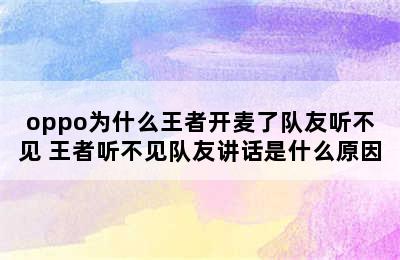 oppo为什么王者开麦了队友听不见 王者听不见队友讲话是什么原因